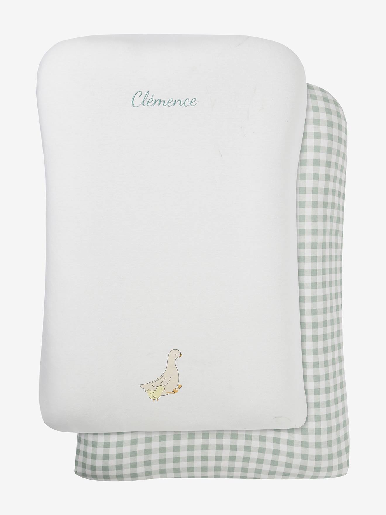 Set van 2 luiermatrashoezen OIE groen, geruit