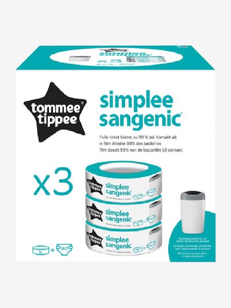 Set van 3 navullingen voor luieremmer Simplee Tommee tippee SANGENIC WIT - vertbaudet enfant 