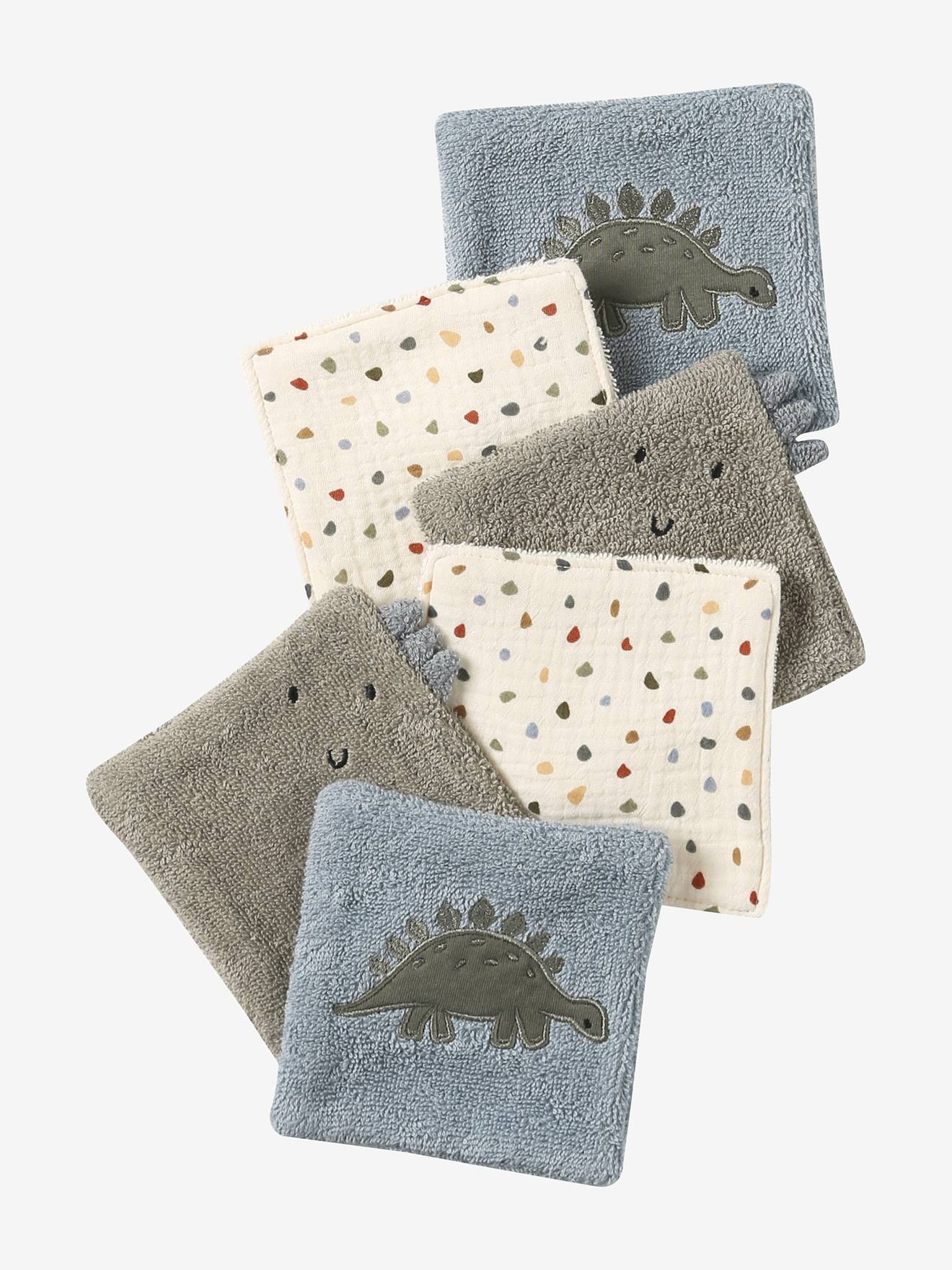 Set van 6 washandjes grijsblauw afbeelding
