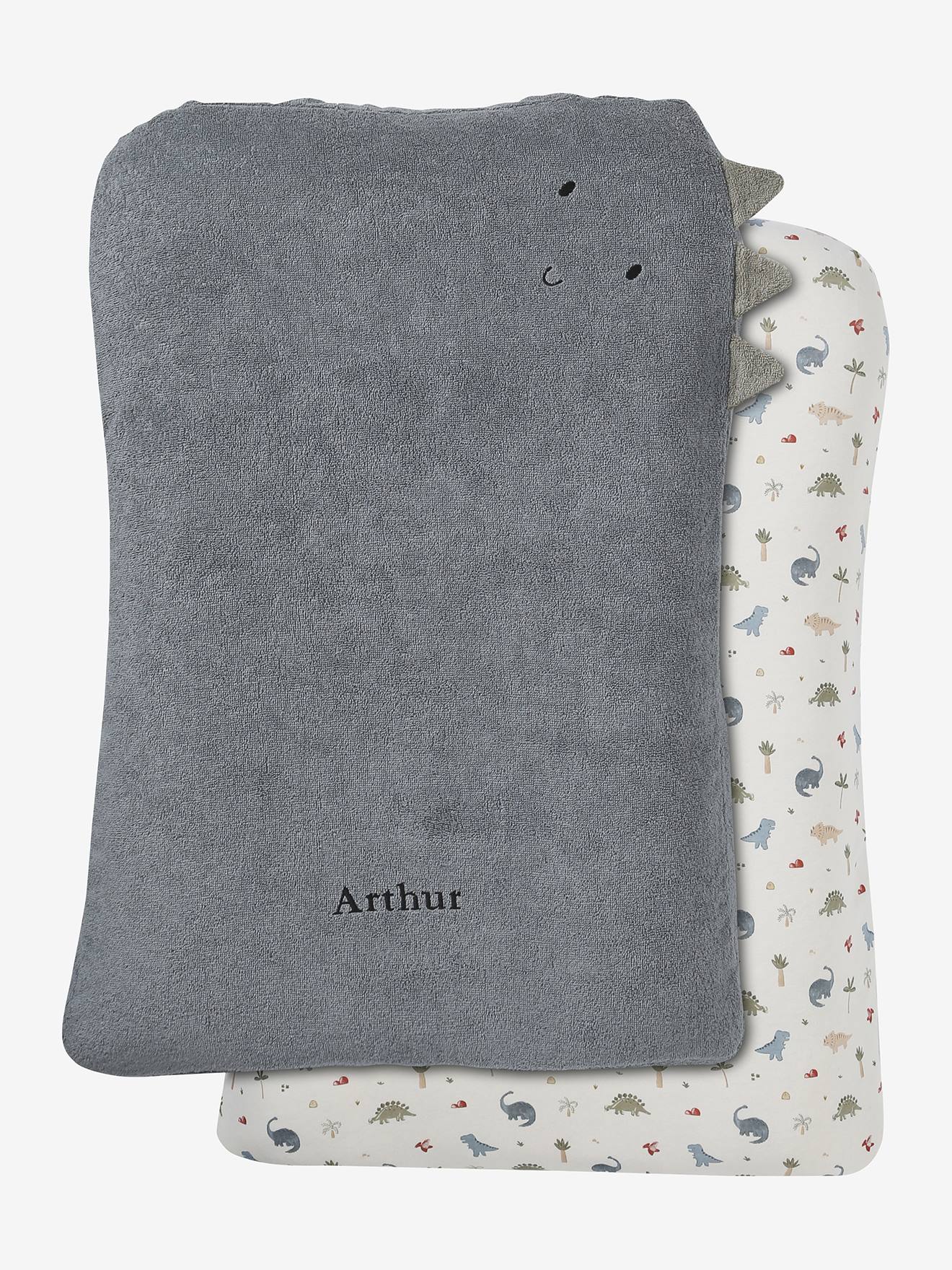 Set met 2 hoezen voor aankleedkussen met dieren van badstof meerkleurig