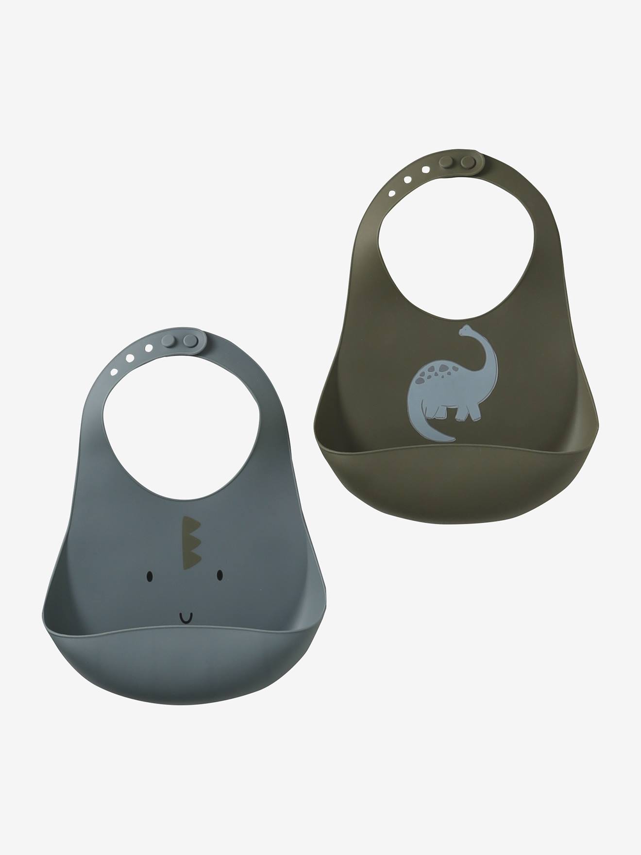 Set van 2 siliconen slabbetjes grijsblauw afbeelding