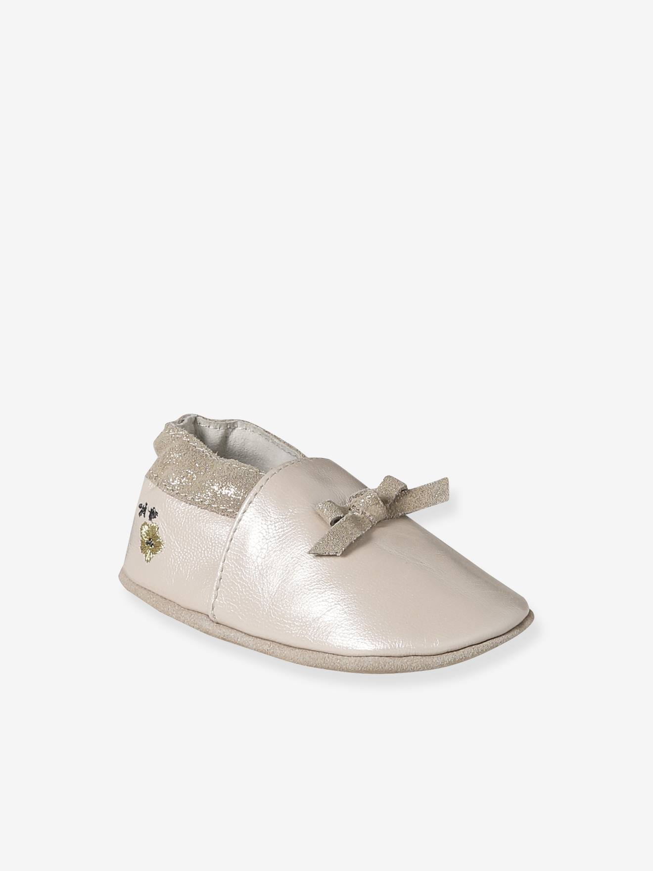 Elastische leren babyschoentjes in soepel leer lichtroze afbeelding