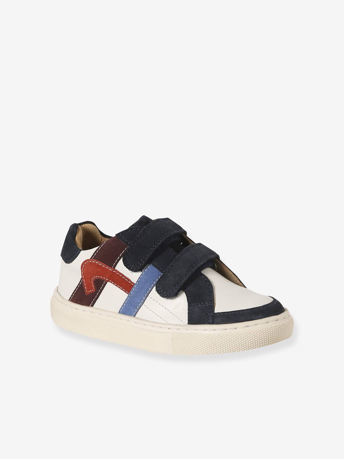 Leren sneakers met klittenband veel blauw afbeelding