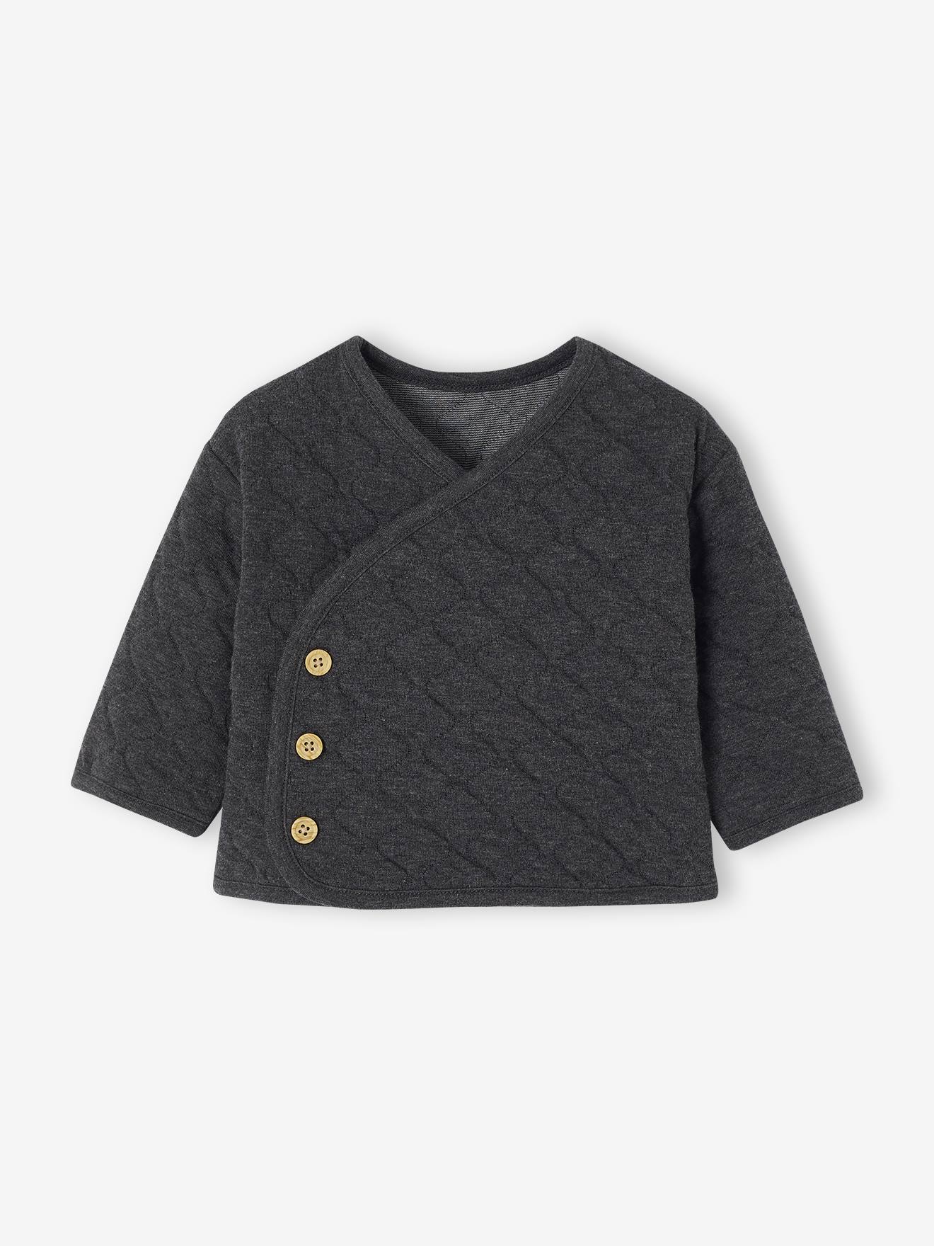 Cardigan met gekruiste opening voor pasgeborenen antraciet afbeelding