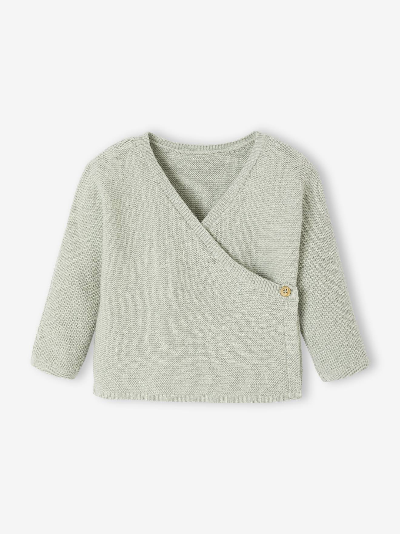 Brassière vest baby van wol en katoen blauwgroen afbeelding