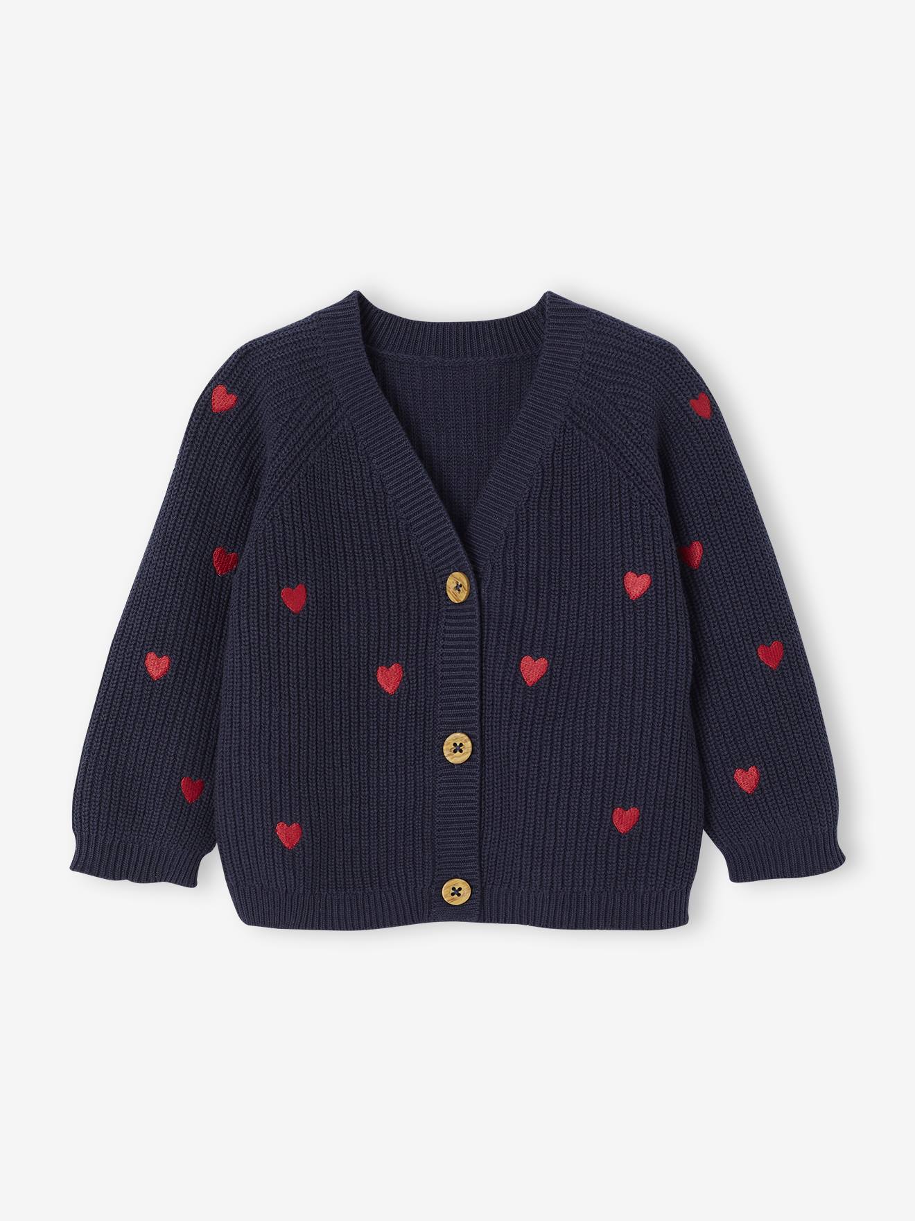 Babyvestje met borduursel en V-hals van Engels ribbreisel marineblauw afbeelding