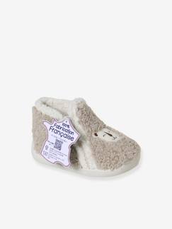 Schoenen-Baby schoenen 17-26-Textiele sloffen met schapenvacht voor baby's, gemaakt in Frankrijk