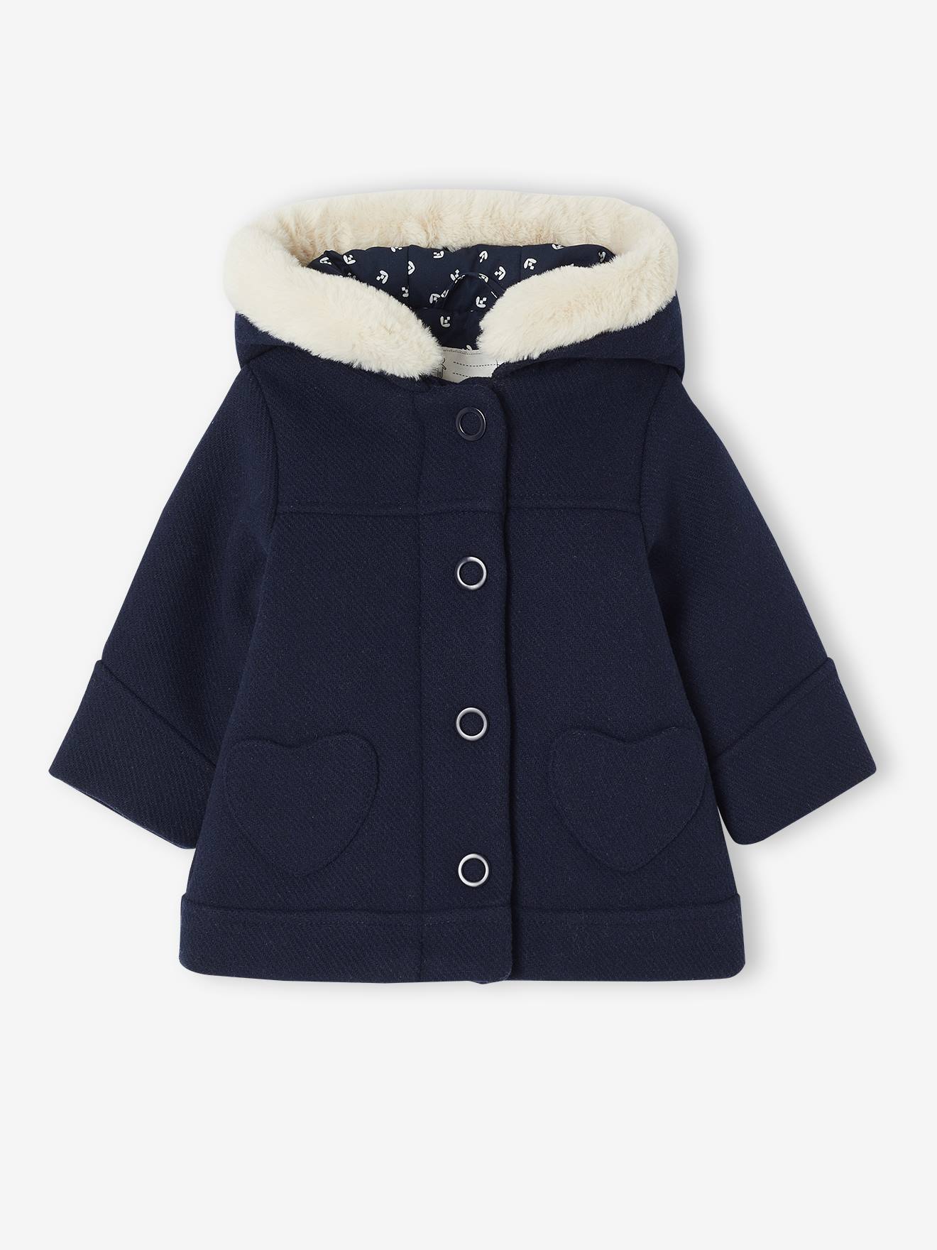 Jas met capuchon baby meisje marineblauw afbeelding