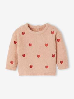 -Geborduurde baby trui met kleine hartjes