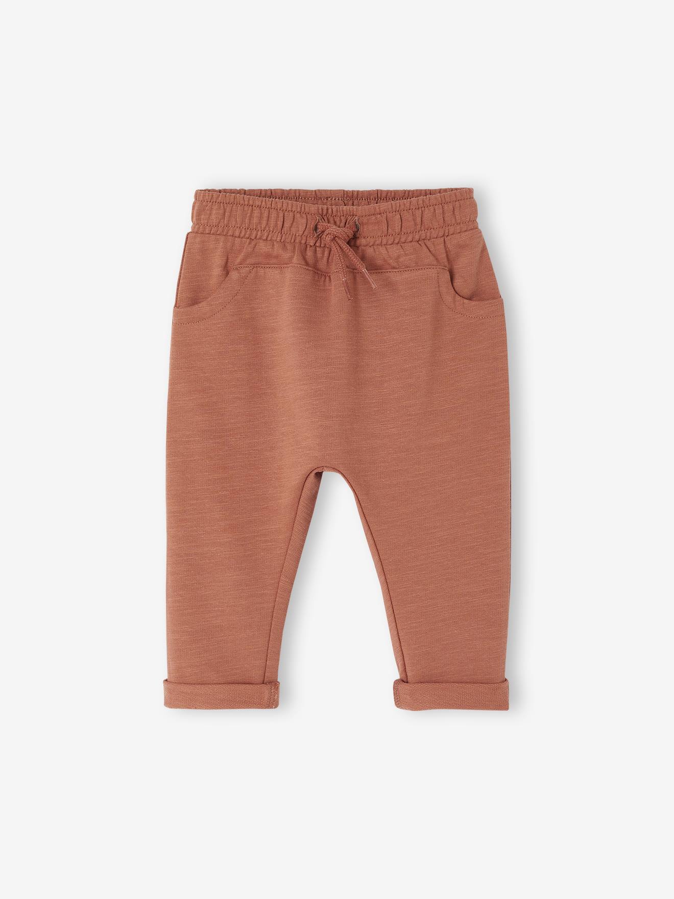Babybroek uit molton voor jongens terracottategel afbeelding