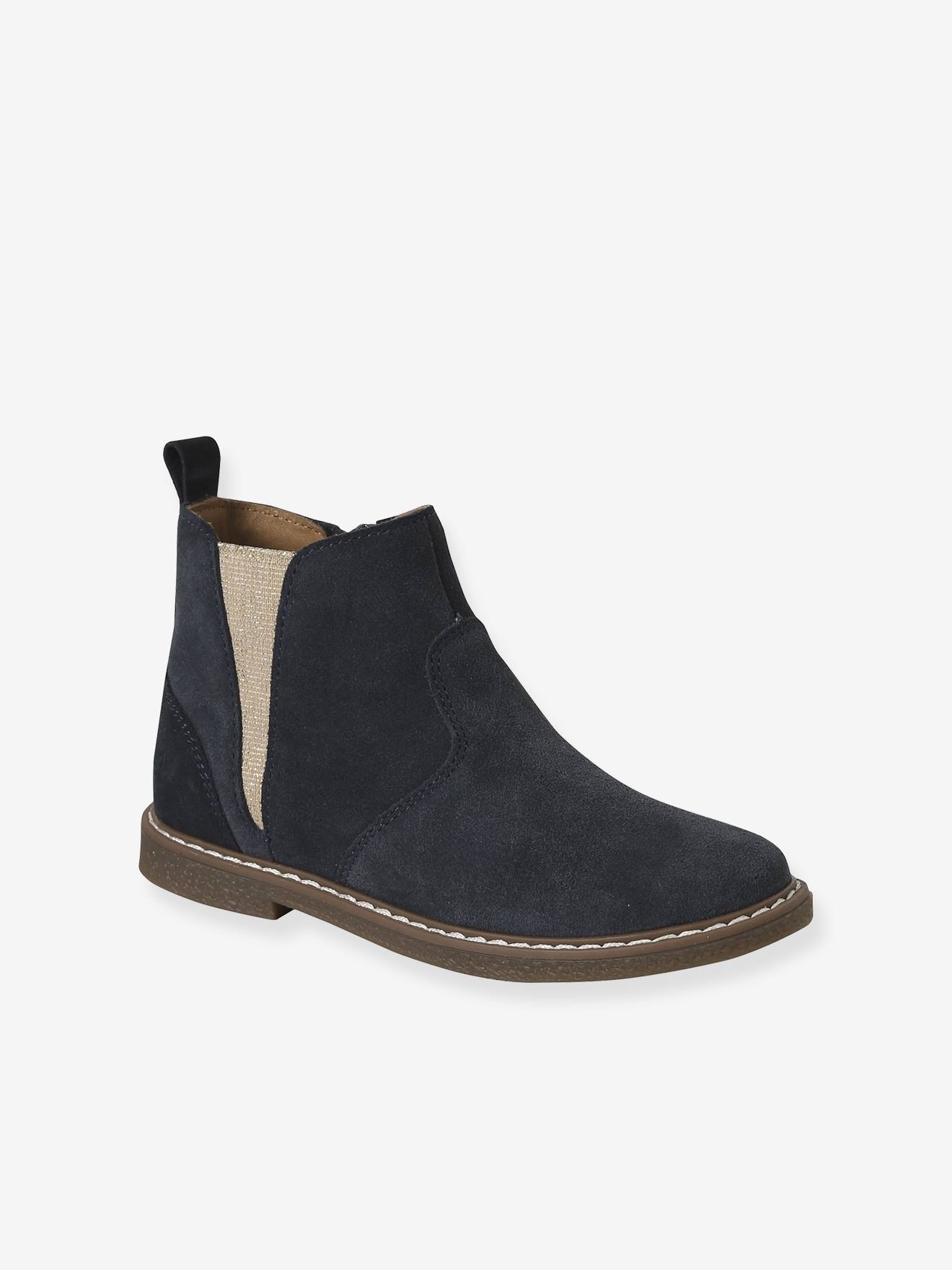 Elastische boots van leer voor kinderen, kleuterschoolcollectie marineblauw afbeelding
