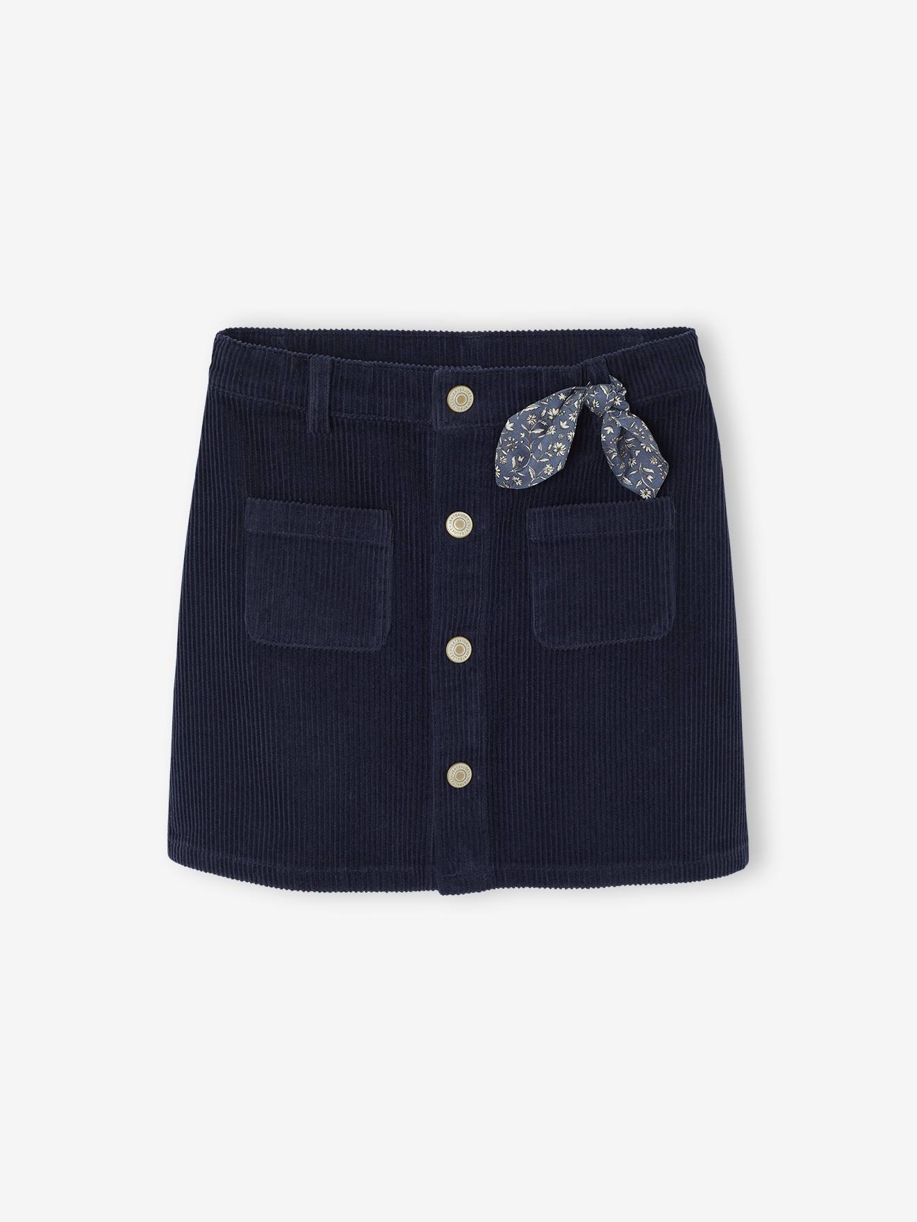 Fluwelen rok met knopen met sierstrik marineblauw afbeelding