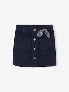 Fluwelen rok met knopen met sierstrik  - vertbaudet enfant