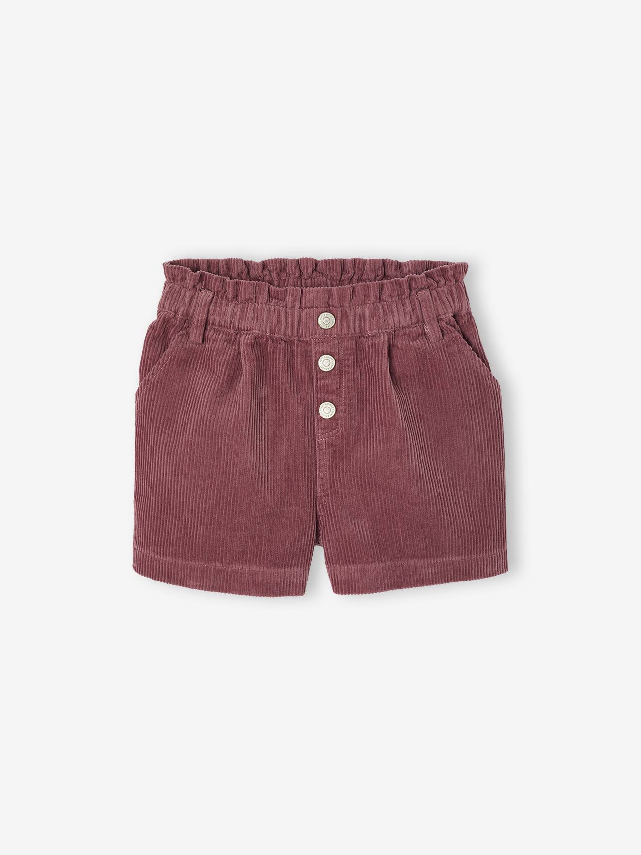 Fluwelen short met paperbag-vorm meisjes zachtpaars afbeelding