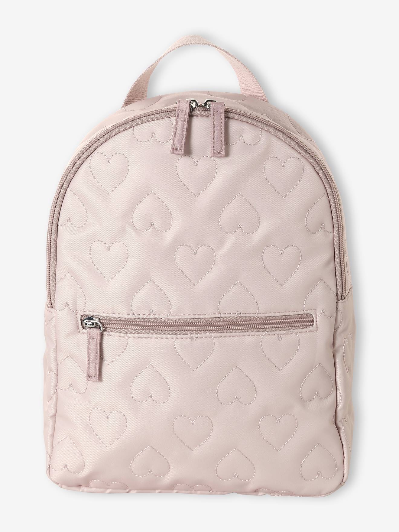 Rugzak voor de kleuterschool voor meisjes met hartenprint roze (poederkleur) afbeelding
