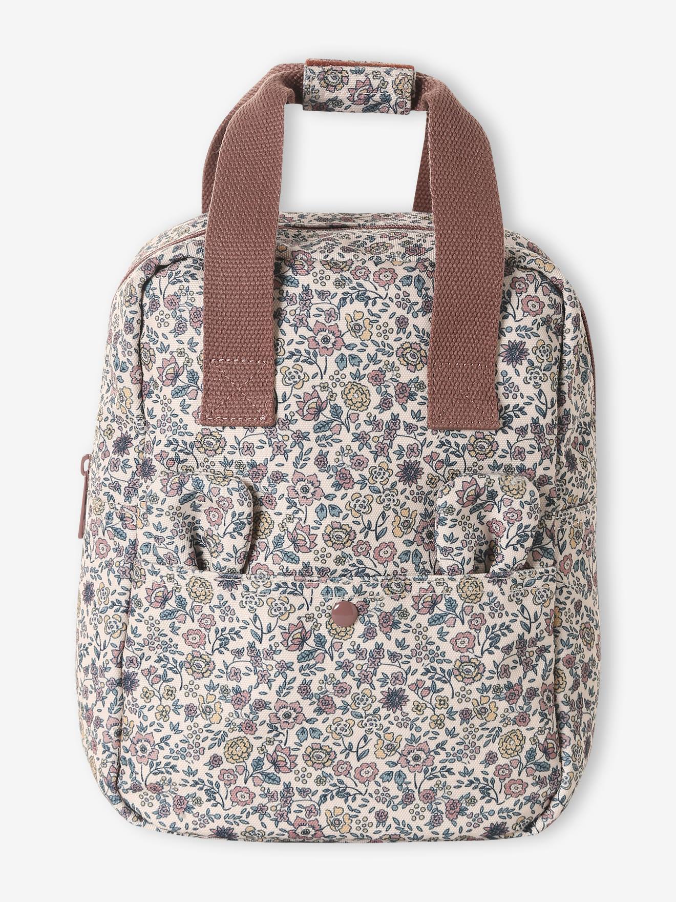 Rugzak voor de kleuterschool voor meisjes met bloemenprint roze, bedrukt