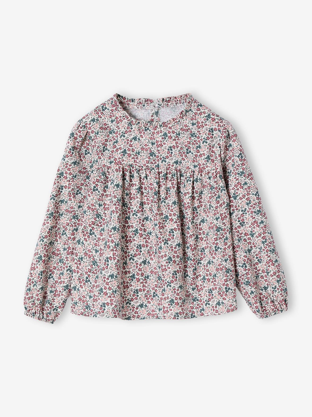 Blouse met bloemmotieven voor meisjes ecru afbeelding