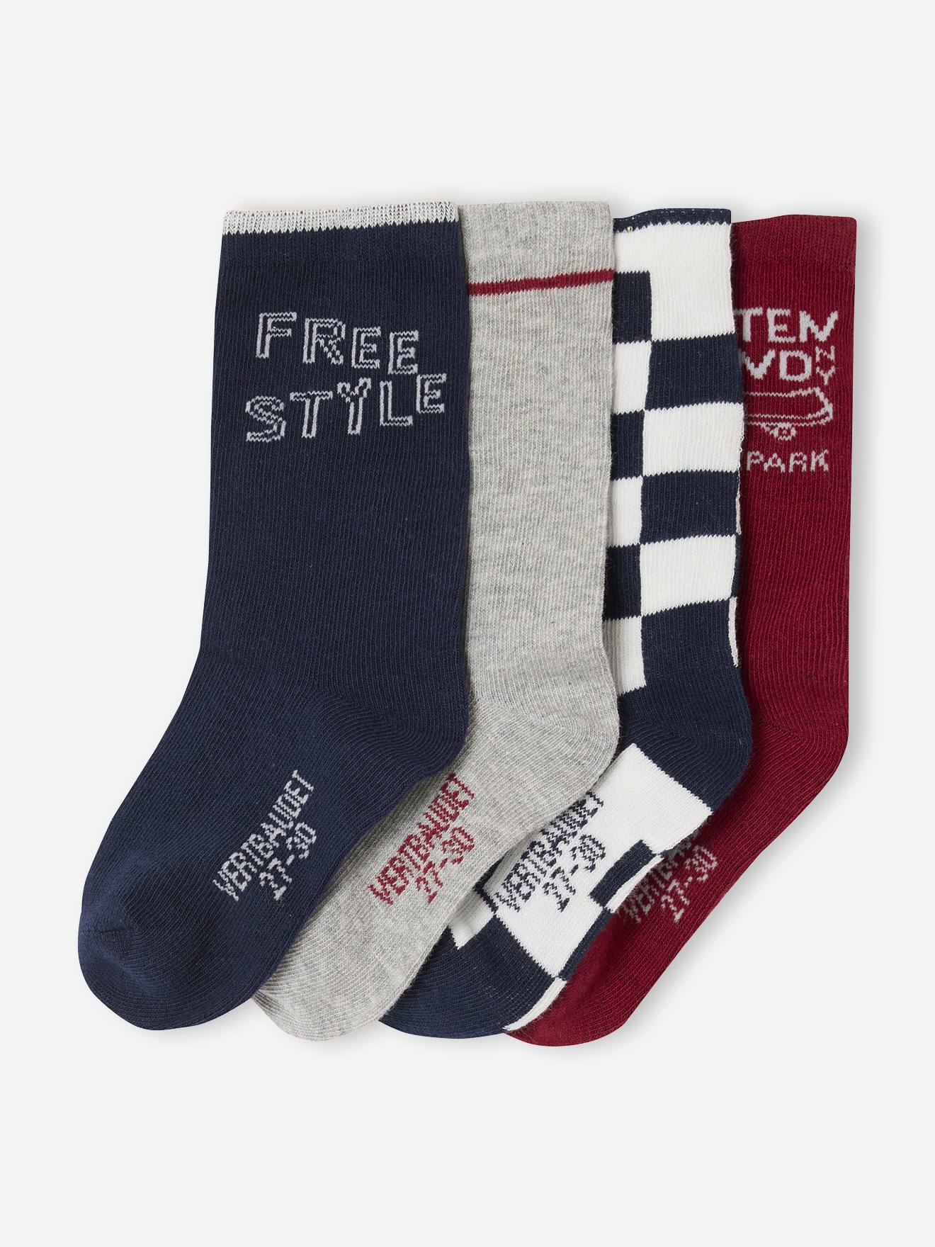 Set van 4 paar sokken "Skate" jongen marineblauw afbeelding