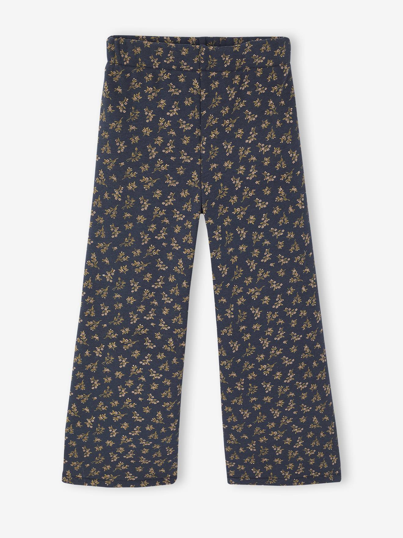 Wijde fleece legging voor meisjes marineblauw afbeelding