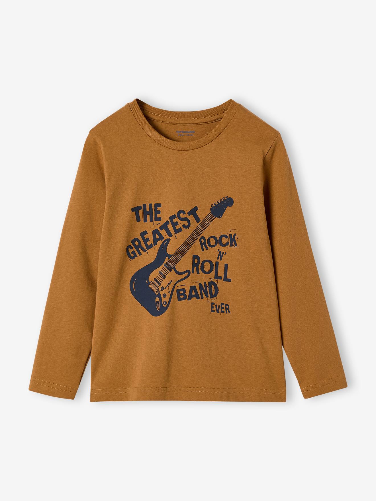 Basics T-shirt met lange mouwen voor jongens met een speels of grafisch motief mosterdgeel afbeelding