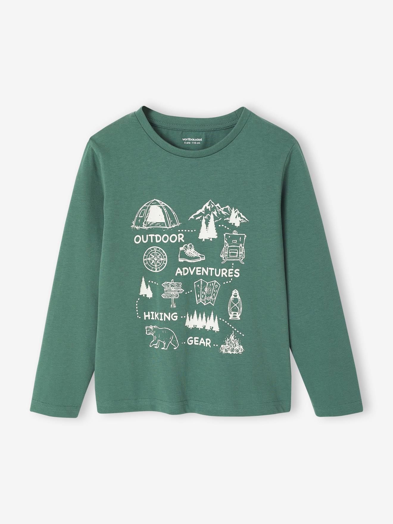 Basics T-shirt met lange mouwen voor jongens met een speels of grafisch motief dennen afbeelding