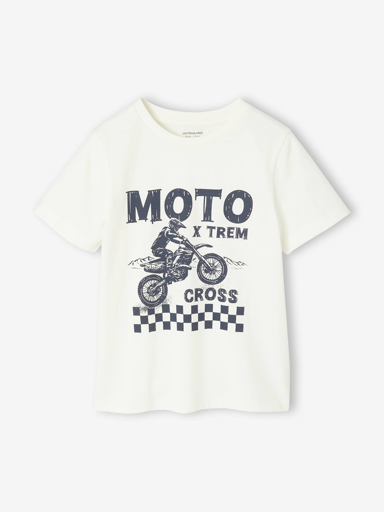 Basic jongensshirt met print vooraan ecru afbeelding