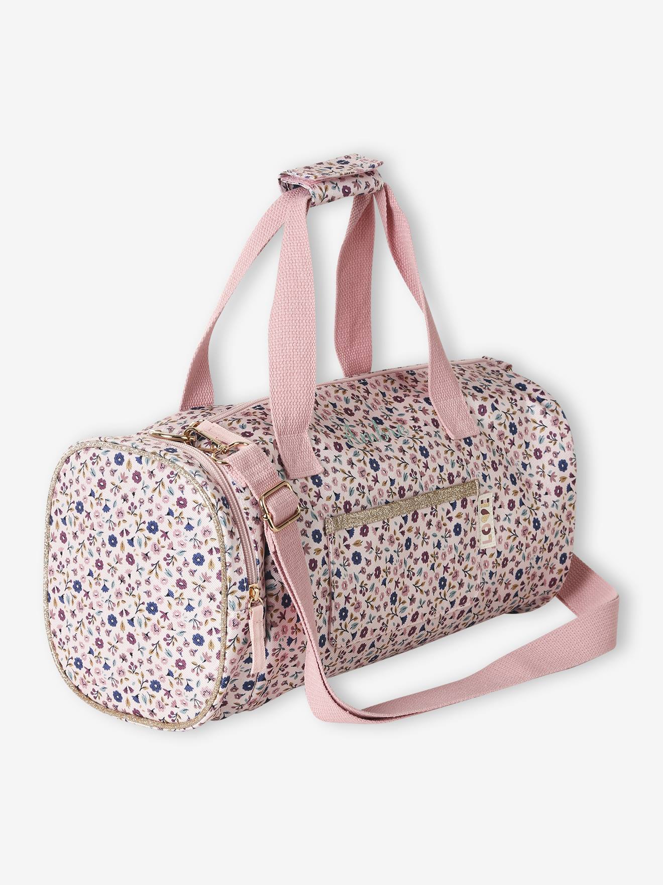 Sporttas met gepersonaliseerde bloemenprint voor meisjes LILIBETH rozen afbeelding