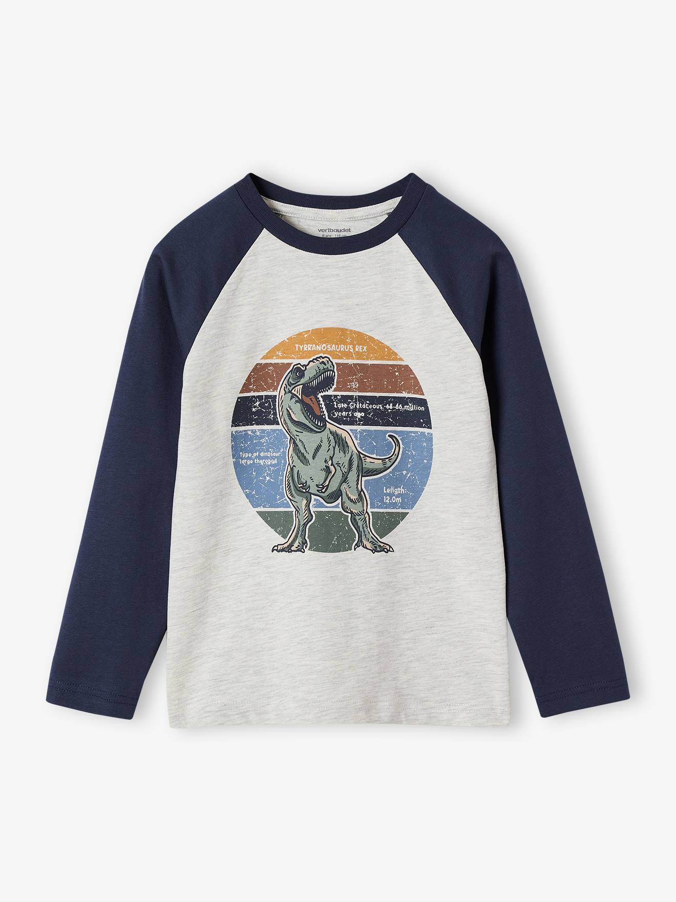 Oeko-Tex® grafisch jongens-T-shirt met raglanmouwen gemêleerd wit afbeelding