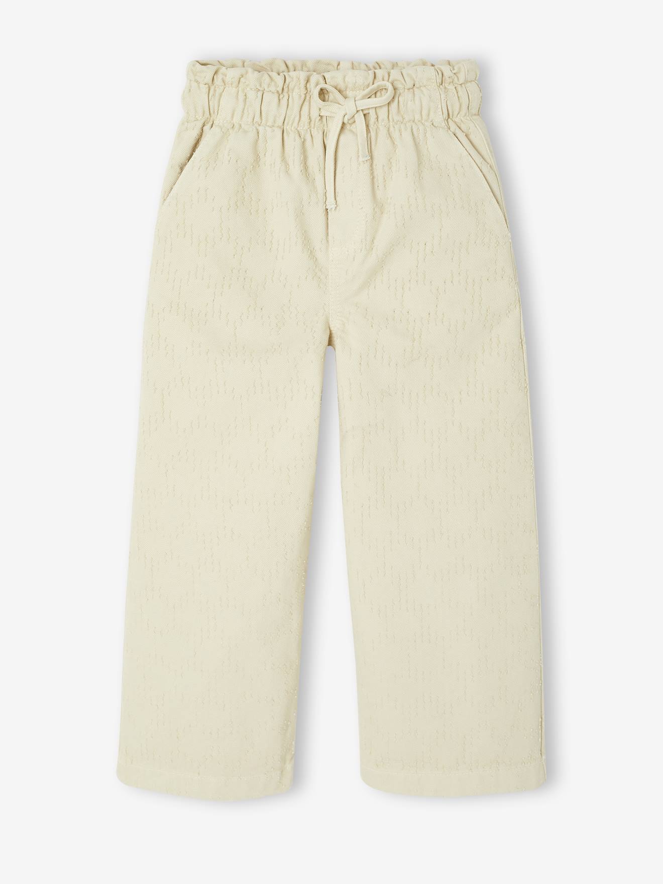 Wijde broek met plumetis ecru afbeelding