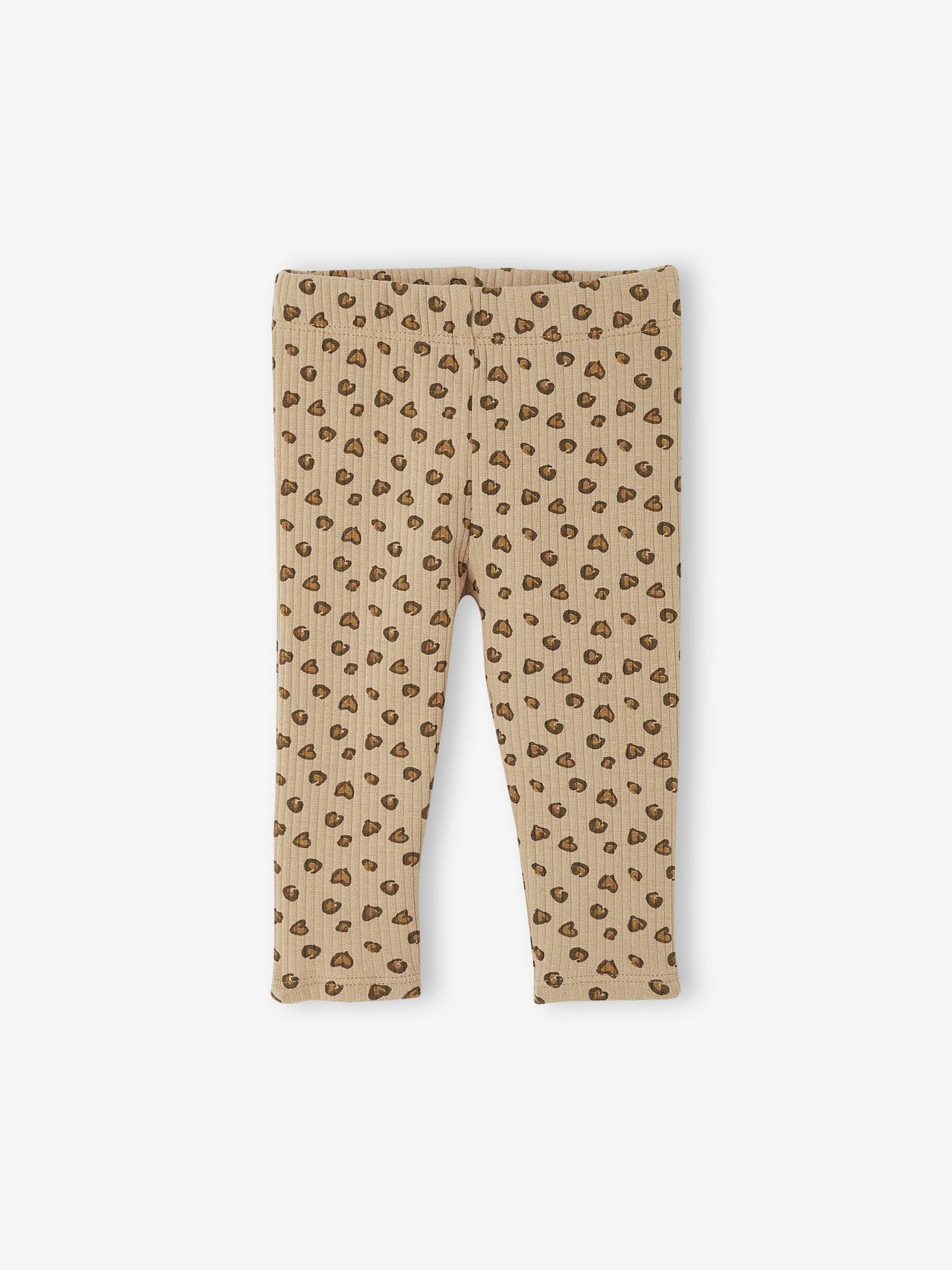 Bedrukte babylegging in ribgebreide stof taupe afbeelding