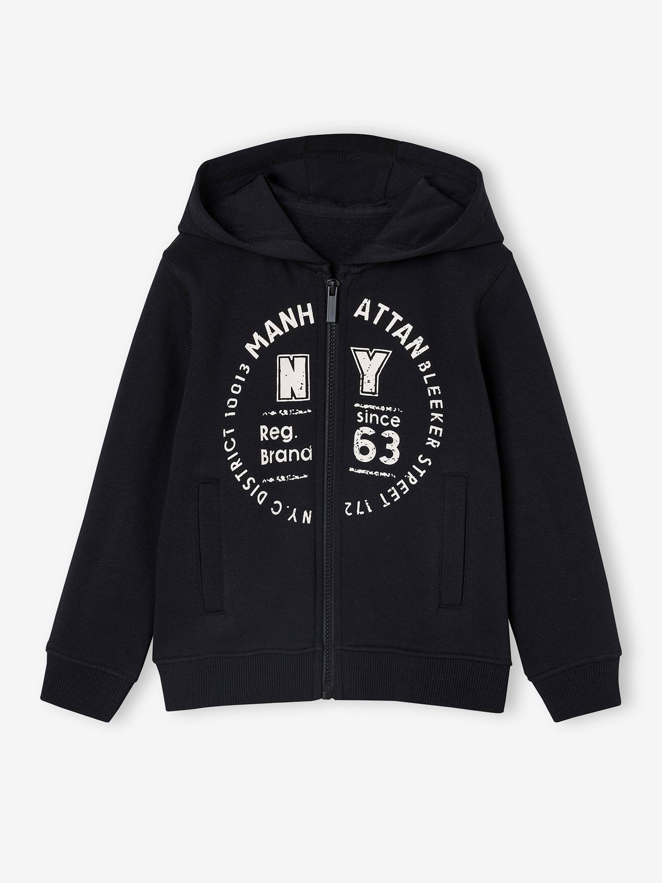 Ritssweater mt capuchon sport BASICS jongens antraciet afbeelding