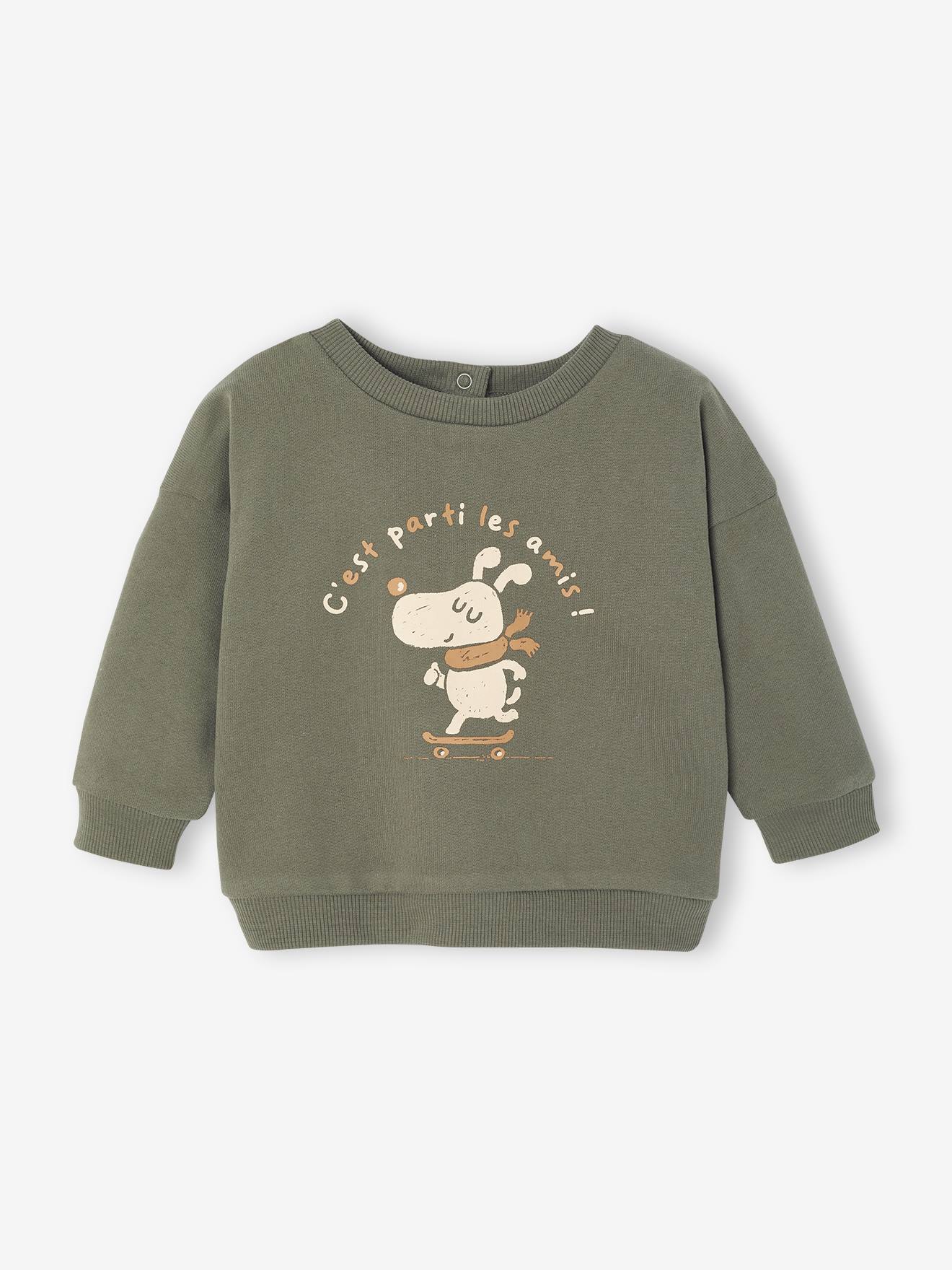 Sweatshirt Basics dierenmotief voor baby's kaki afbeelding