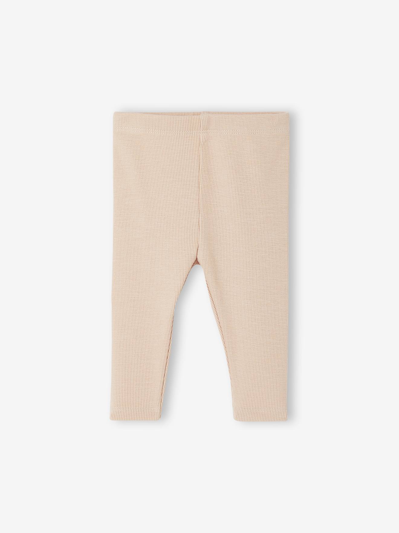 Baby legging in geribbelde tricot roze (poederkleur) afbeelding