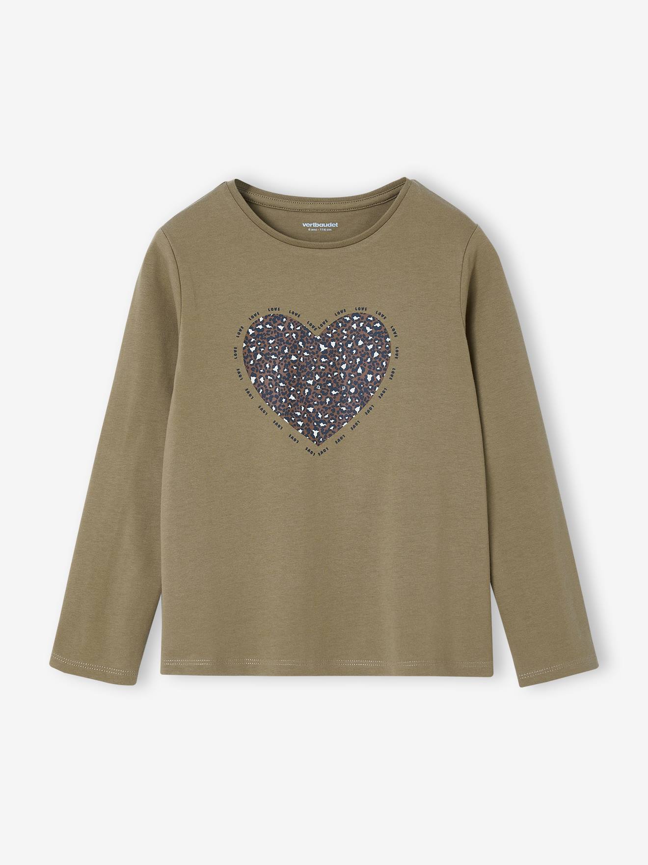 Meisjesshirt met lovertjes olijf afbeelding