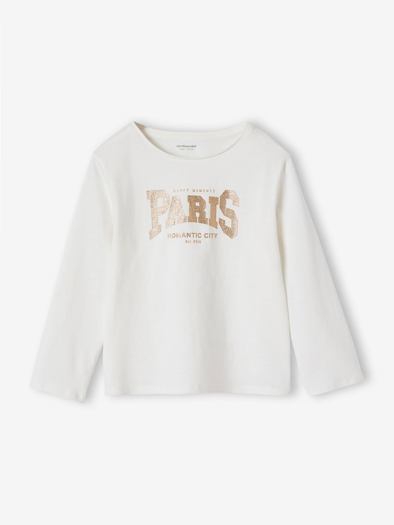 T-shirt BASICS met lange mouwen voor meisjes ecru afbeelding