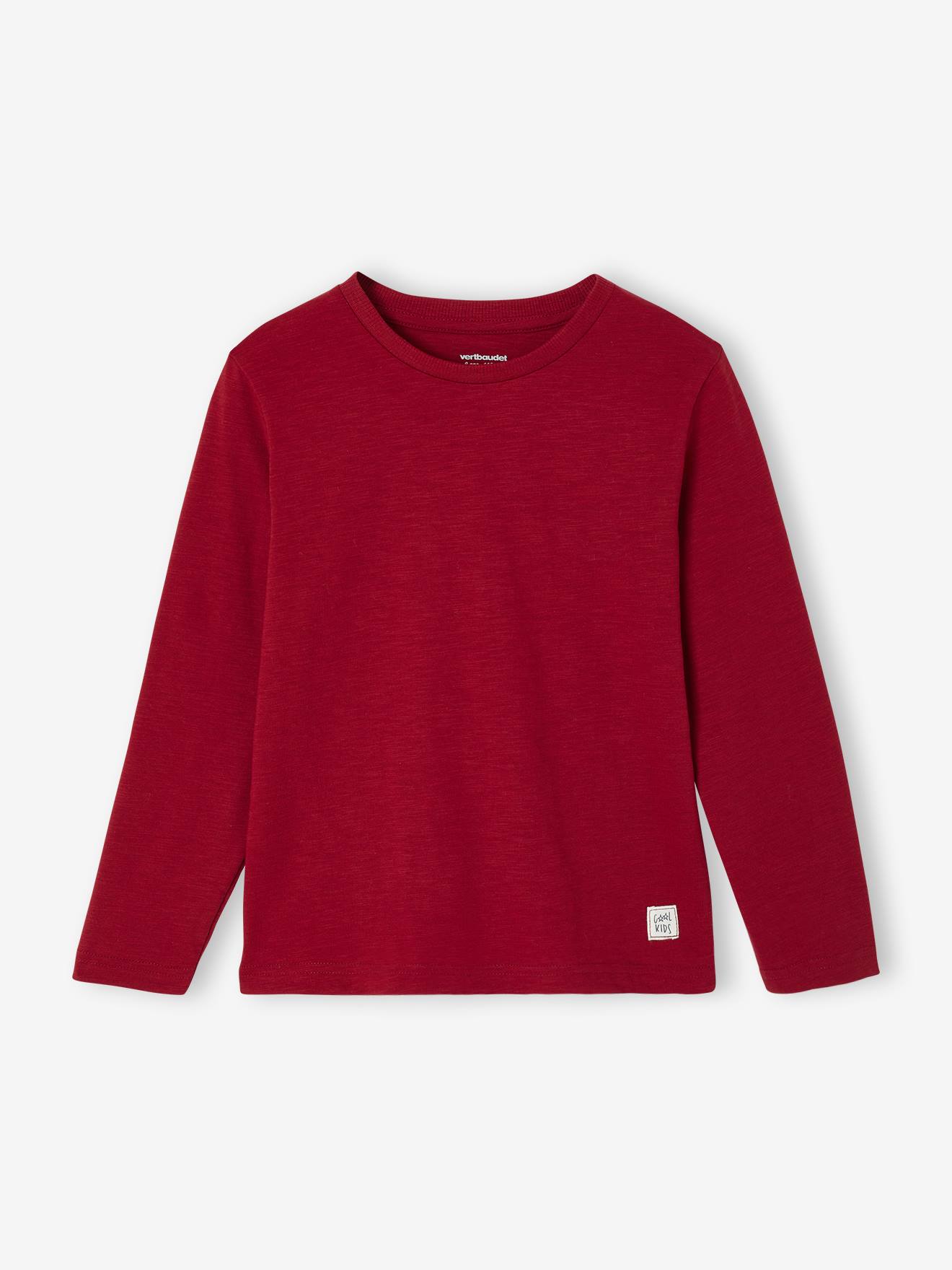 Personaliseerbare gekleurd T-shirt voor jongens met lange mouwen rood afbeelding