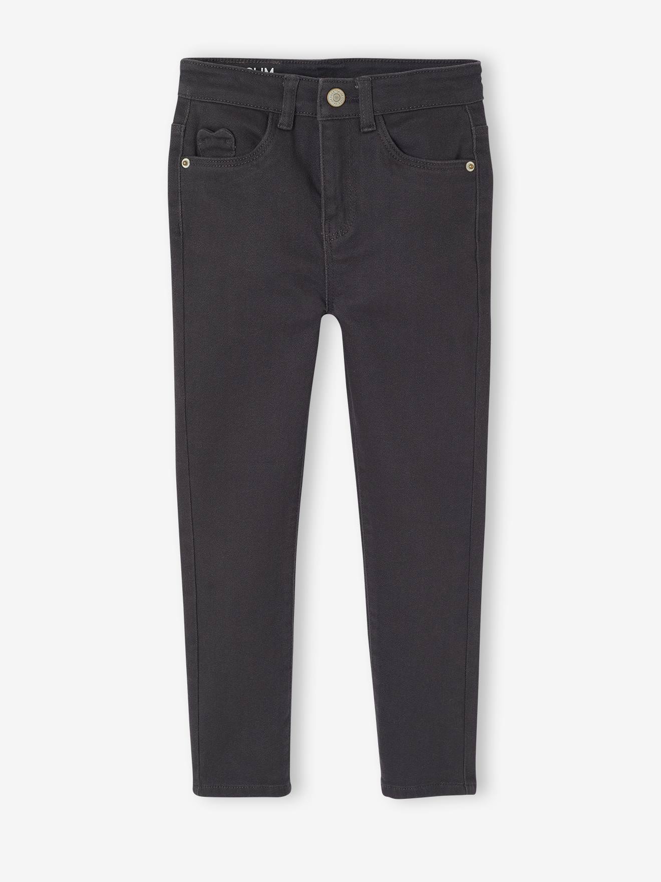 Slim meisjesbroek smalle lichaamsbouw antraciet afbeelding
