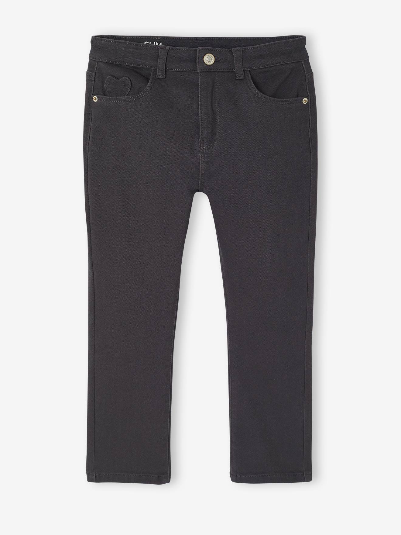 Slim fit wijde meisjesbroek MorphologiK antraciet afbeelding