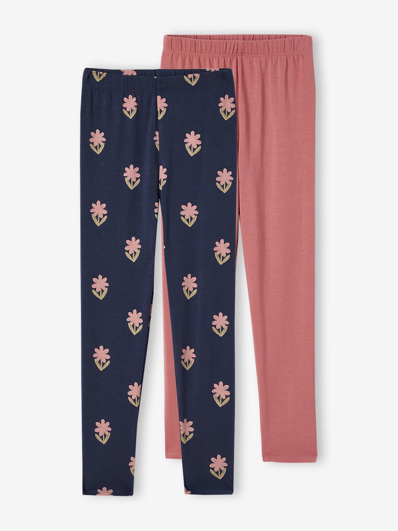 Set van 2 Basics meisjesleggings nachtblauw afbeelding
