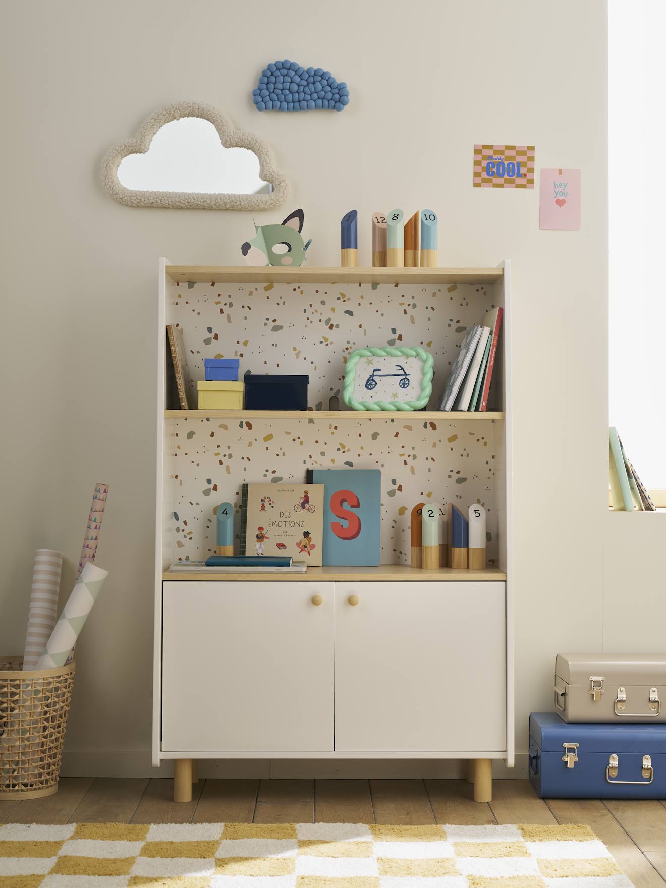Lage boekenkast met plank LIGNE TERRAZZO beige afbeelding