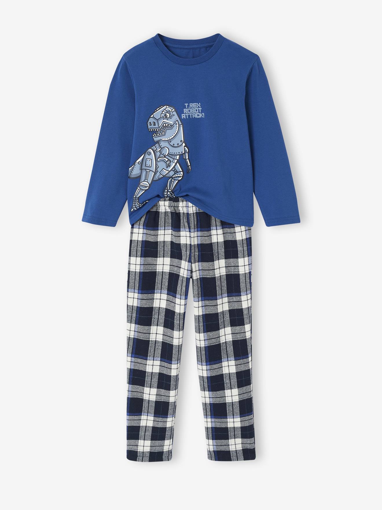 Flanellen jongenspyjama met print Dinosaurus marineblauw afbeelding