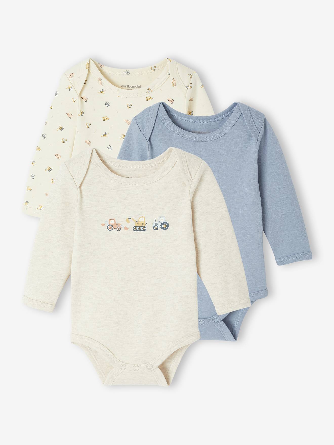 Set van 3 body's voor pasgeborenen met Amerikaanse opening blauw afbeelding