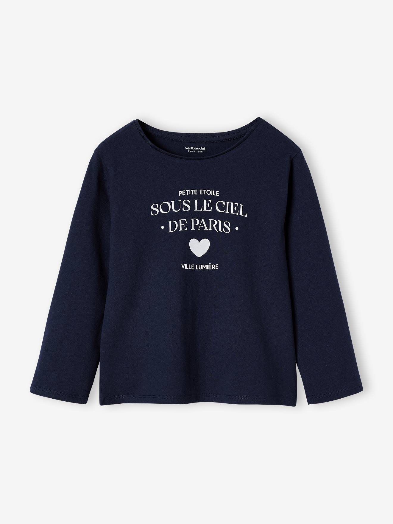 T-shirt BASICS met lange mouwen voor meisjes marineblauw afbeelding