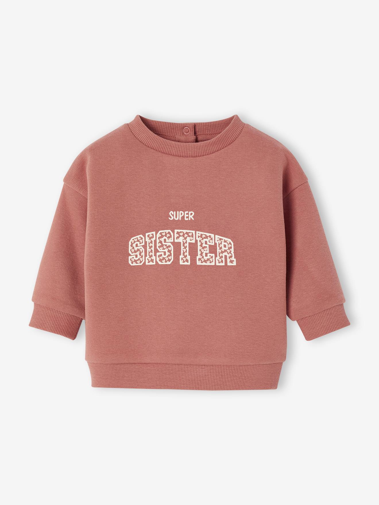 Baby sweater met bedrukte boodschap oudroze afbeelding