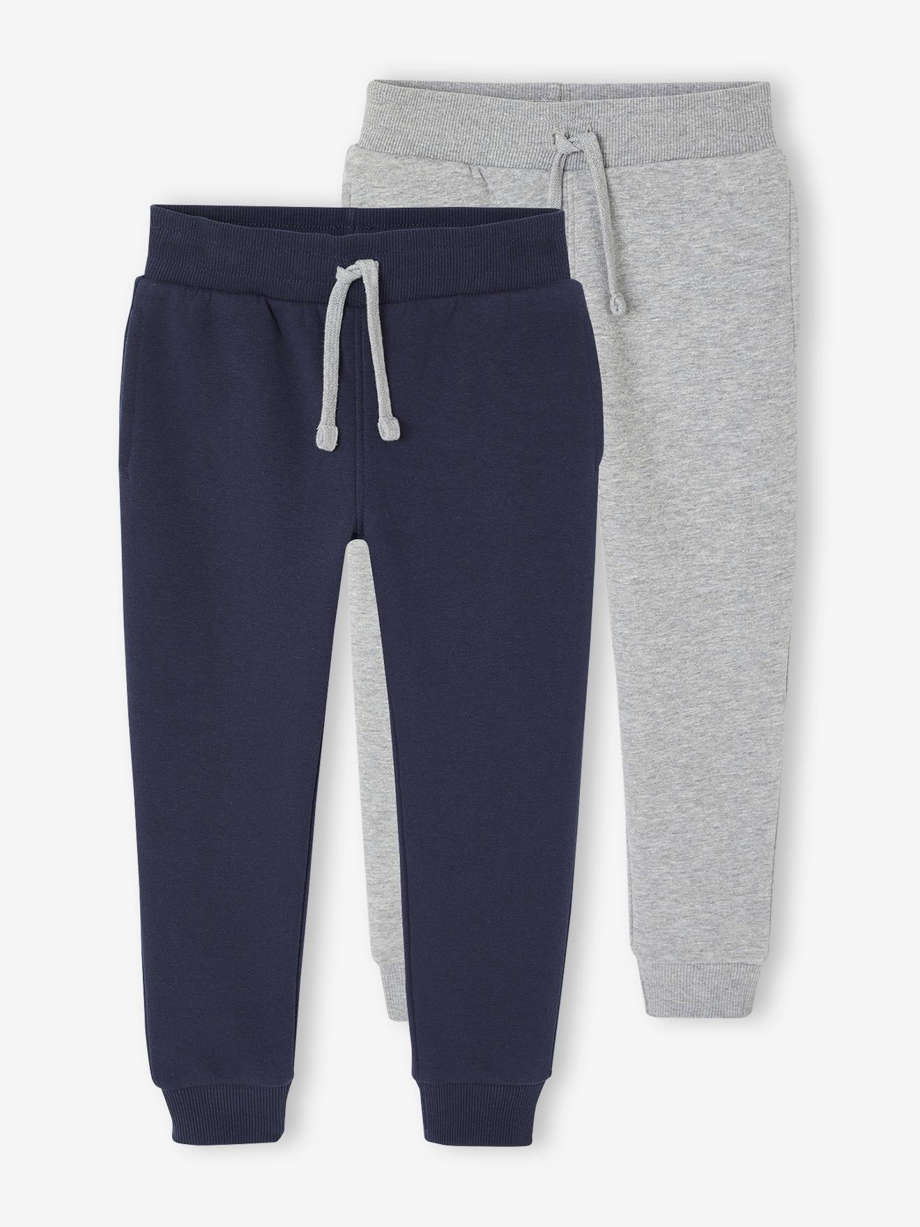 Set van 2 basic joggingbroeken voor jongens marineblauw afbeelding