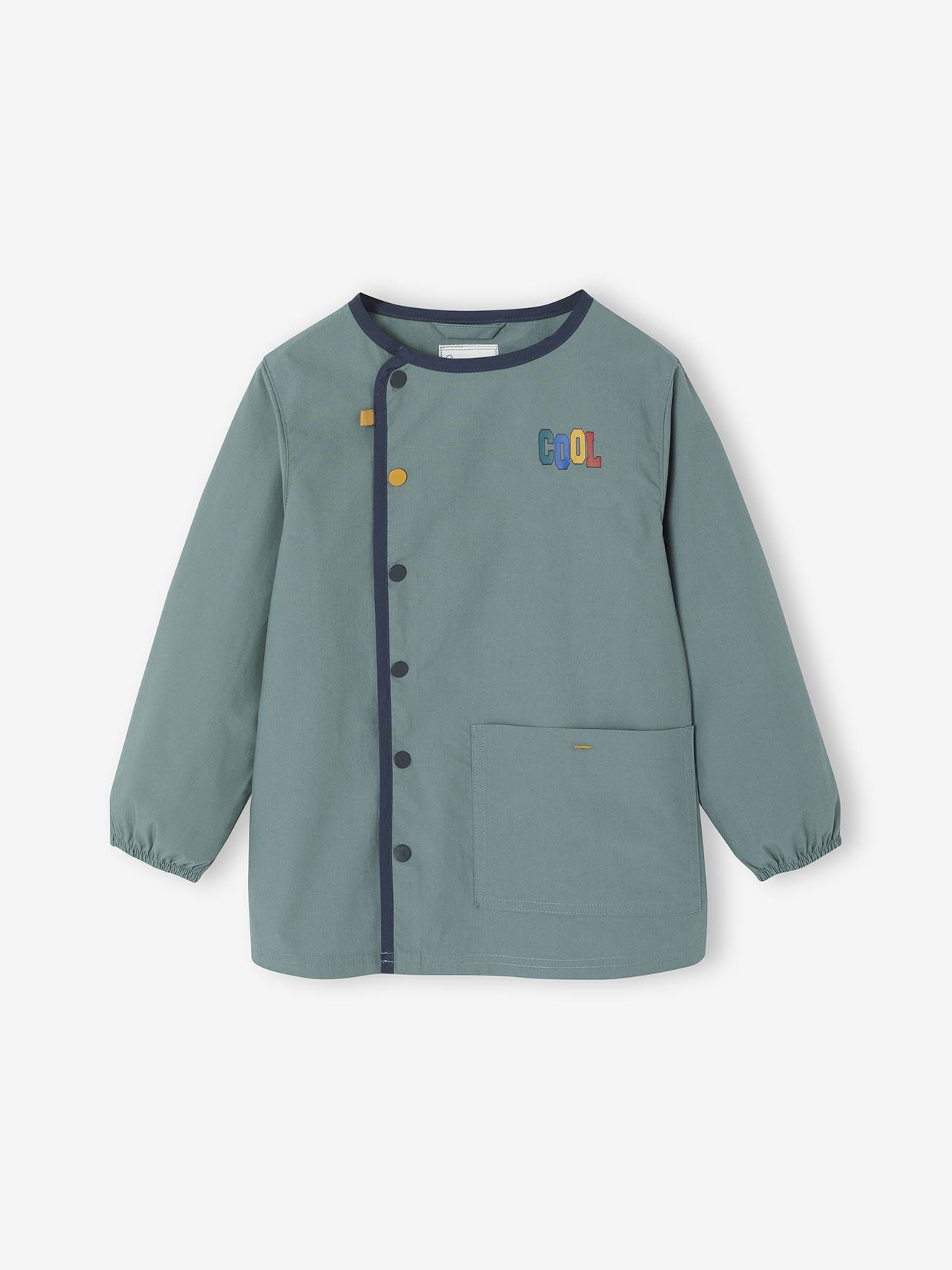 Aanpasbaar jongensschort 'cool school' groenblauw afbeelding