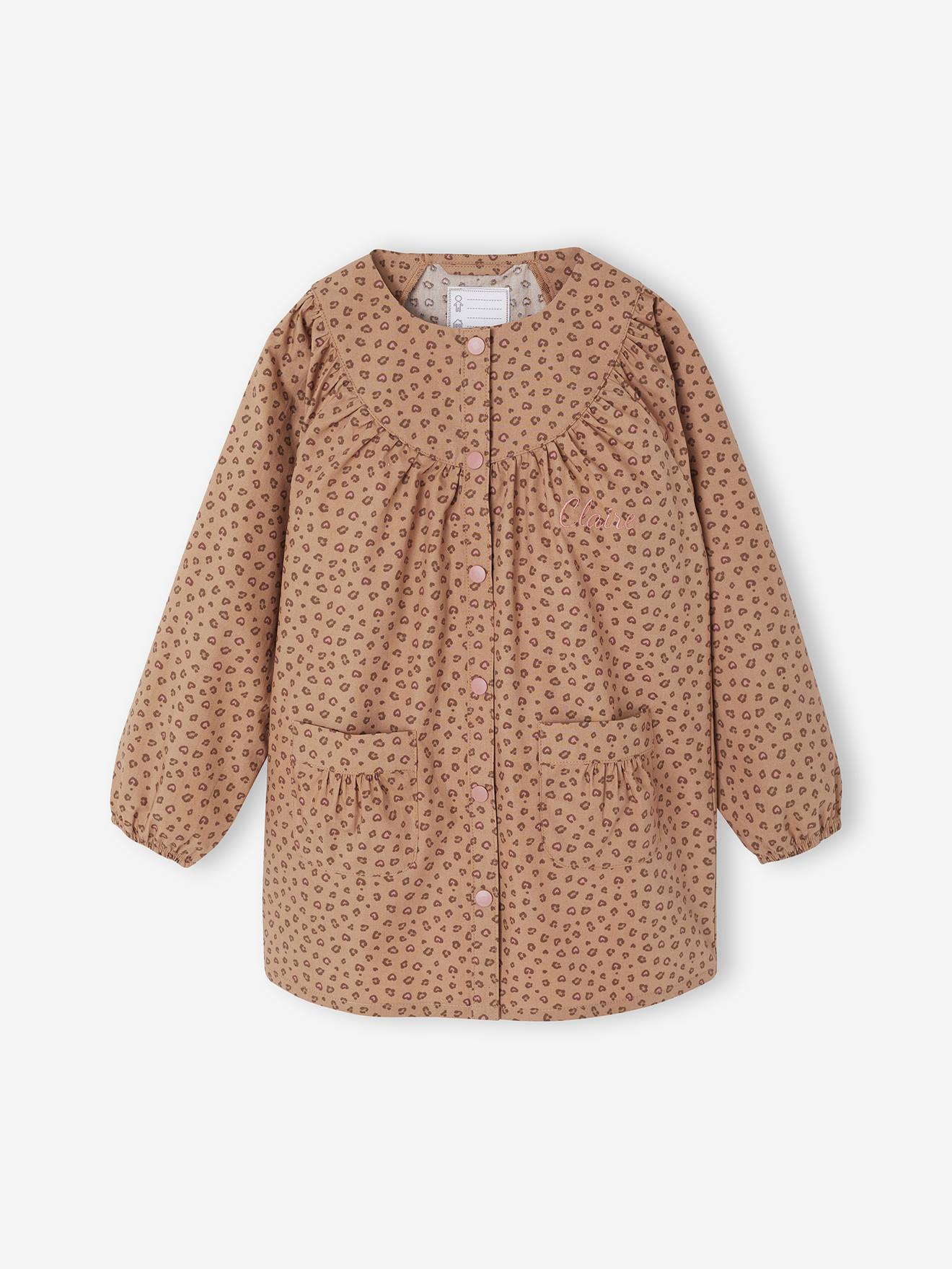 Gepersonaliseerde slabschort met luipaardprint voor meisjes beige afbeelding