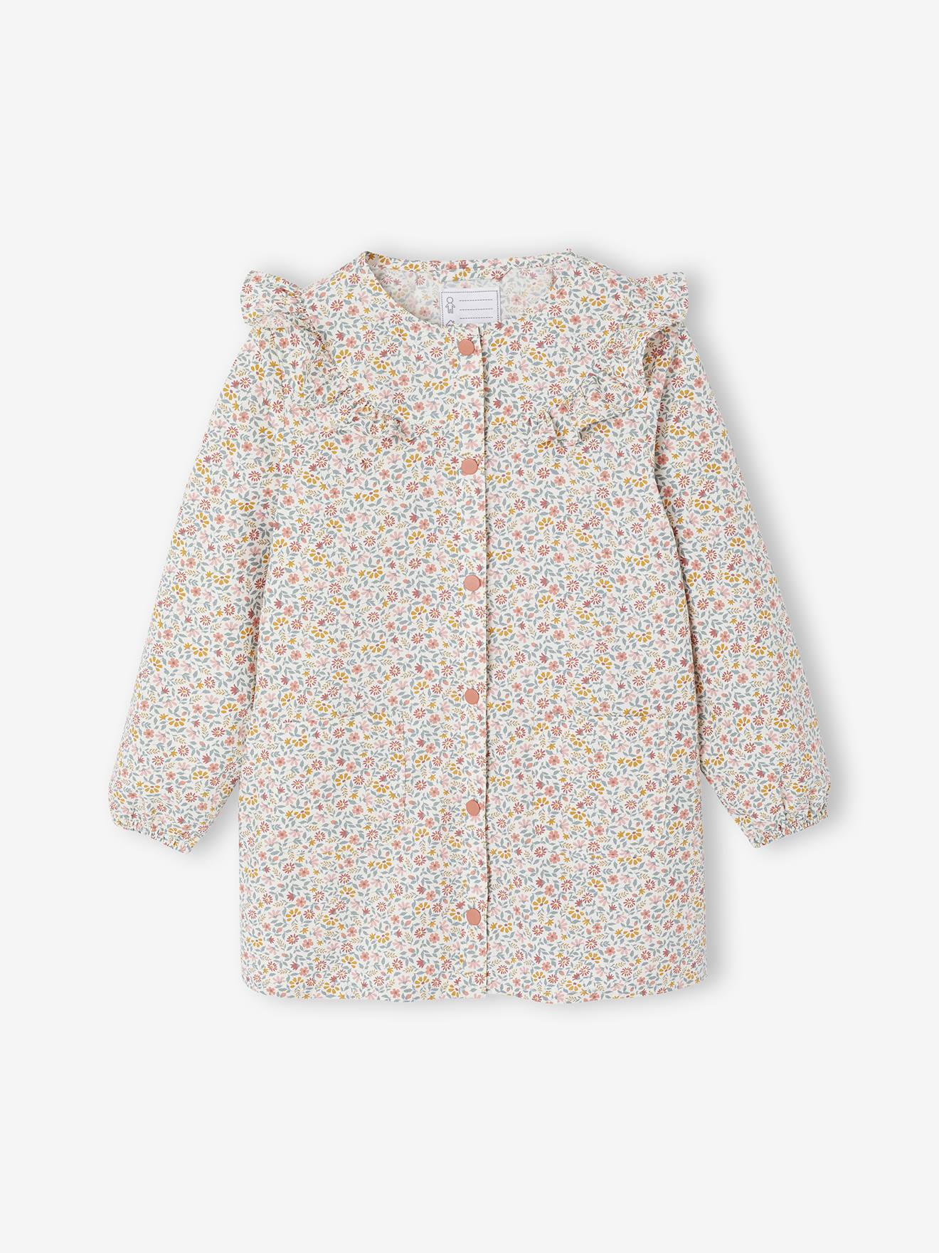 Gepersonaliseerde slabschort BERGAMOTTE met bloemen voor meisjes roze (poederkleur) afbeelding