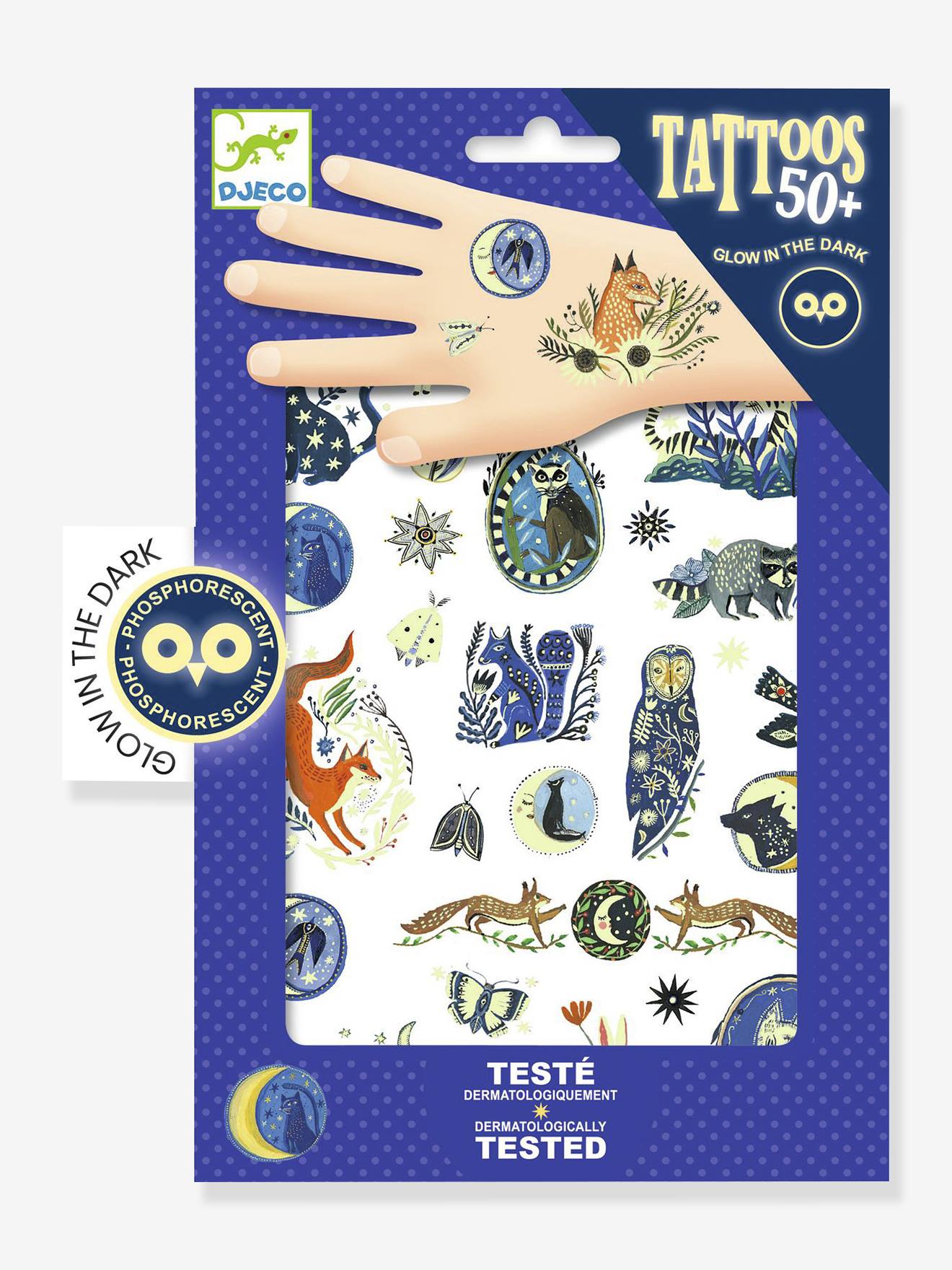 DJECO Nachtreflectie tatoeages blauw afbeelding