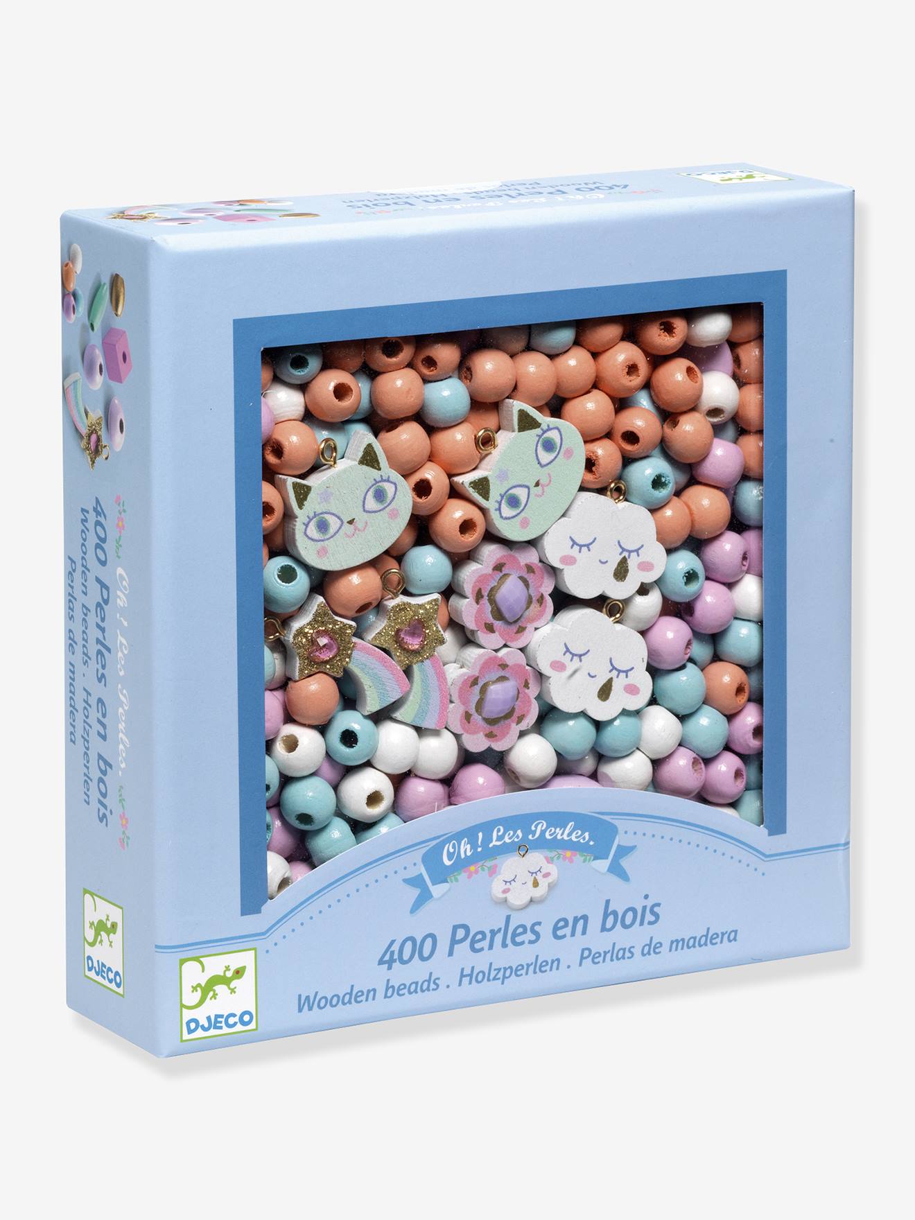 Houten kralen - Vogels - DJECO blauw afbeelding